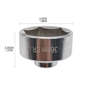 36mm Oil Filter Socket Tool Wrench 3/8" Drive Cap Remover Low Profile for Garage