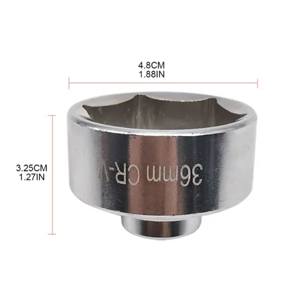 36mm Oil Filter Socket Tool Wrench 3/8" Drive Cap Remover Low Profile for Garage
